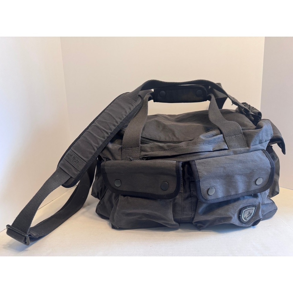 Kuhl Karryall 25L duffel bag with strap charcoal grey canvas carry bag